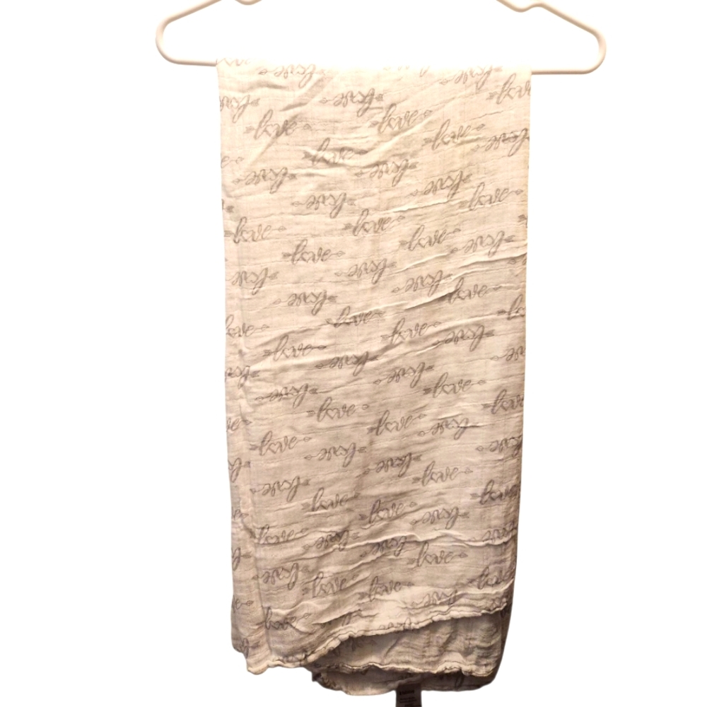 Babebay Bamboo Muslin White and Gray Lightweight Swaddle Blanket